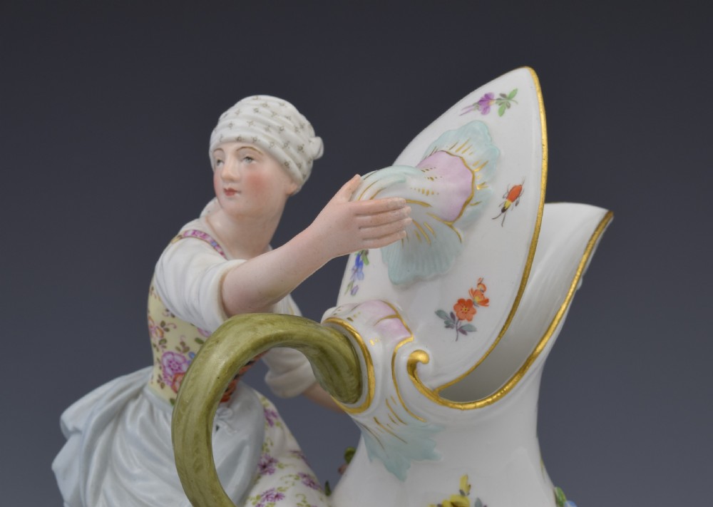 Pair Of 19thC Meissen Porcelain Figural Ewers View X