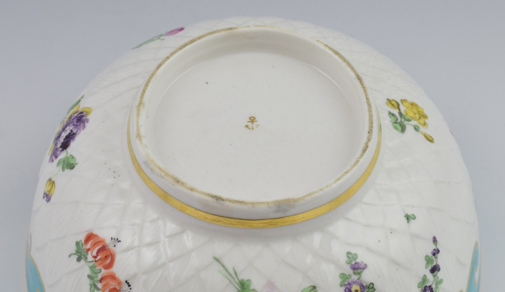 Large Chelsea Derby Pineapple Moulded Bowl Turquoise Border c.1770 View XI
