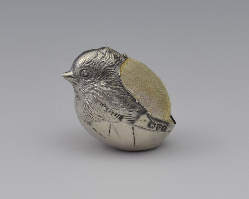 Sampson Mordan & Co. Hatching Chick Silver Pin Cushion