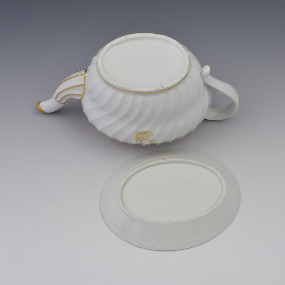 Pretty Georgian Coalport Shanked Teapot & Stand c.1800 View XIII