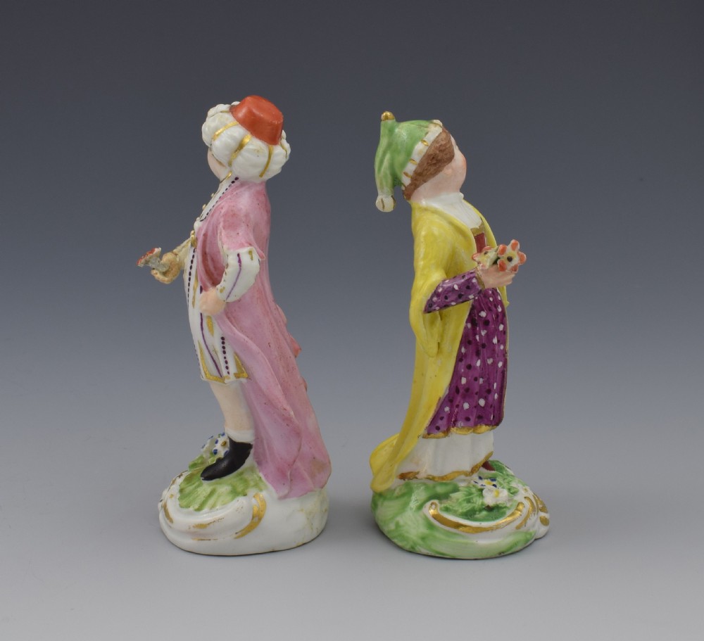 Pair 18th Century Derby Porcelain Figures Small Turks View V
