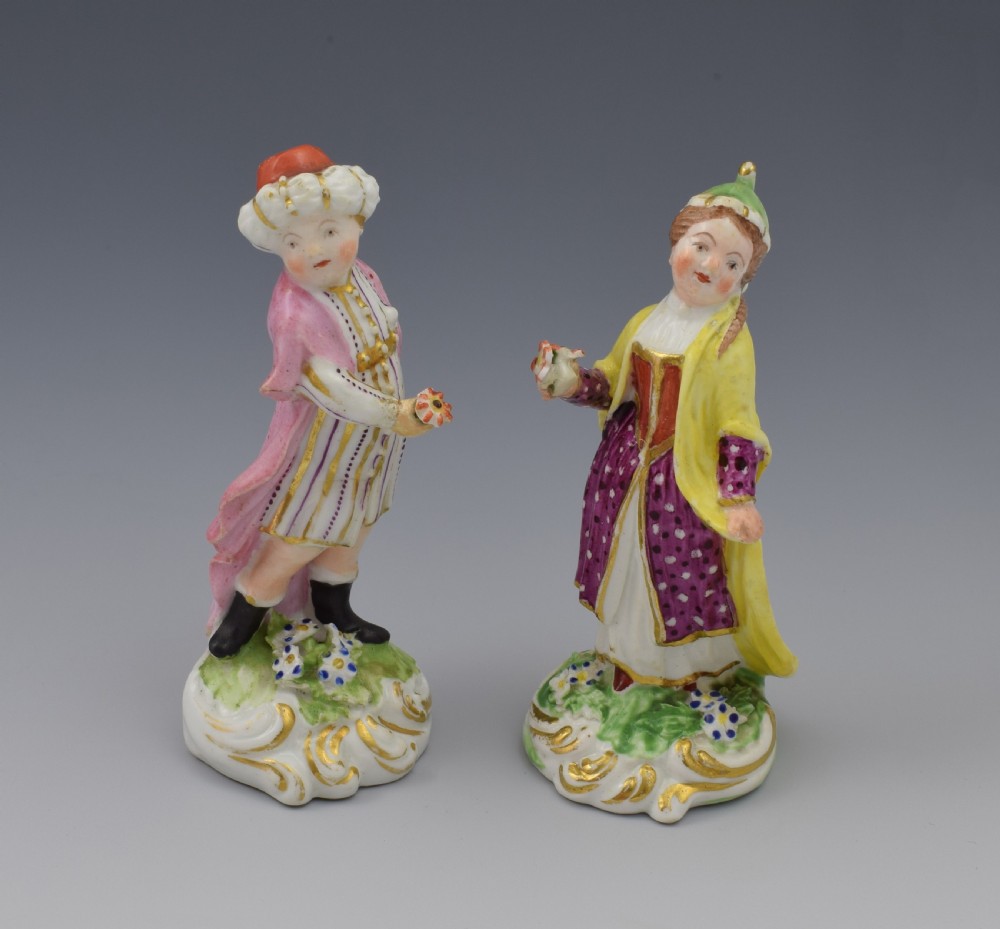 Pair 18th Century Derby Porcelain Figures Small Turks View VI