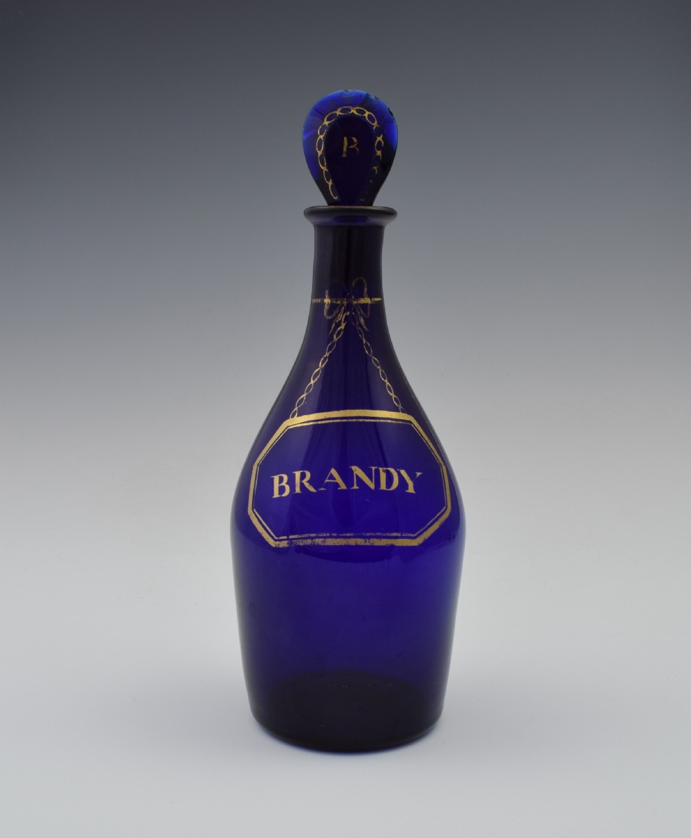 Georgian Bristol Blue Glass Brandy Spirit Decanter c.1810