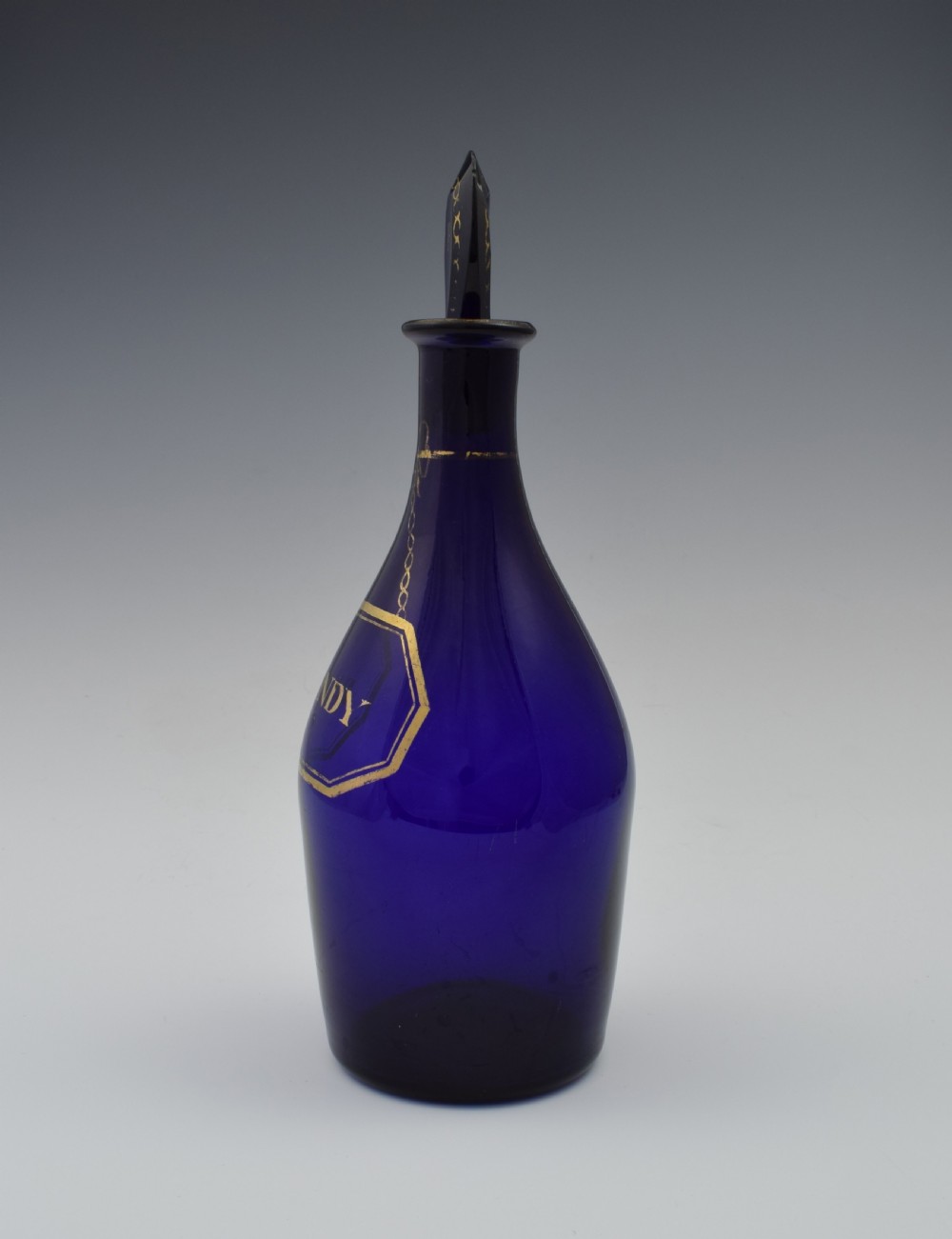 Georgian Bristol Blue Glass Brandy Spirit Decanter c.1810 View III