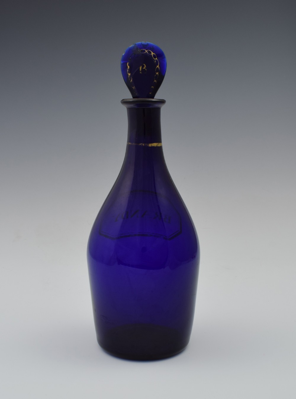 Georgian Bristol Blue Glass Brandy Spirit Decanter c.1810 View IV