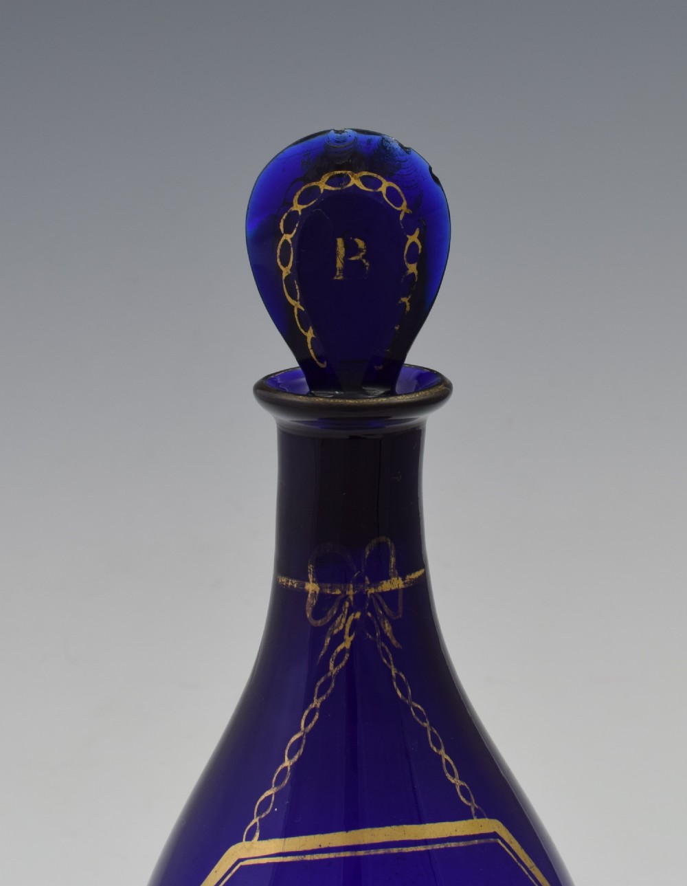 Georgian Bristol Blue Glass Brandy Spirit Decanter c.1810 View V