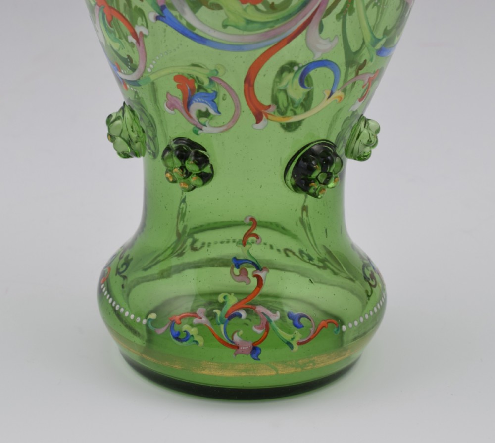 Pair 19thC Bohemian Meyr's Neffe Glass Enamelled Historismus Goblet Vases View XII