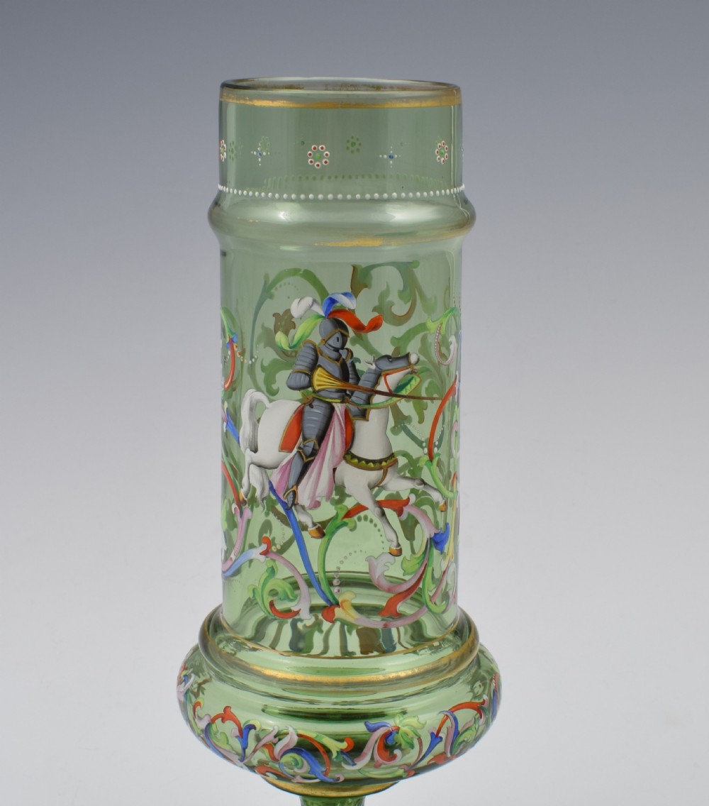 Pair Of Bohemian Meyr's Neffe Glass Enamelled Historismus Vases View V