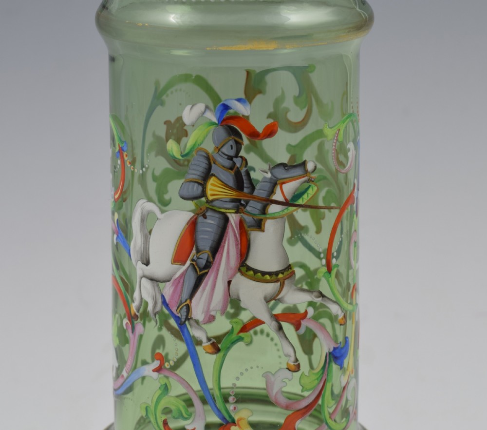 Pair Of Bohemian Meyr's Neffe Glass Enamelled Historismus Vases View VI
