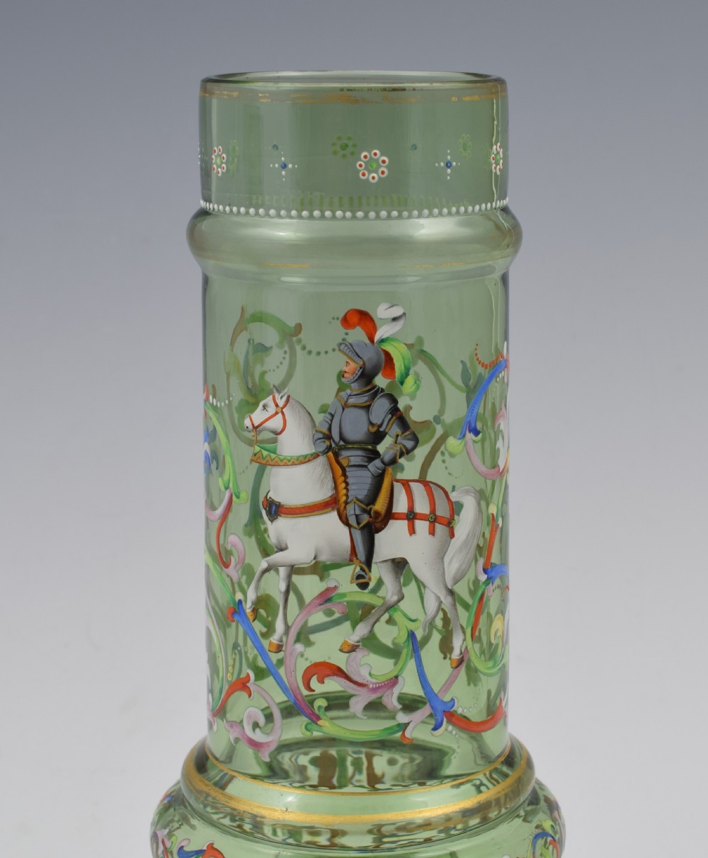 Pair Of Bohemian Meyr's Neffe Glass Enamelled Historismus Vases View VII