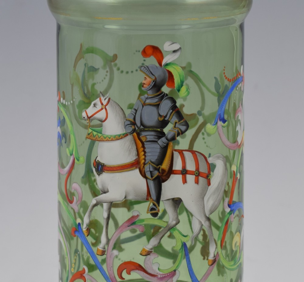 Pair Of Bohemian Meyr's Neffe Glass Enamelled Historismus Vases View VIII