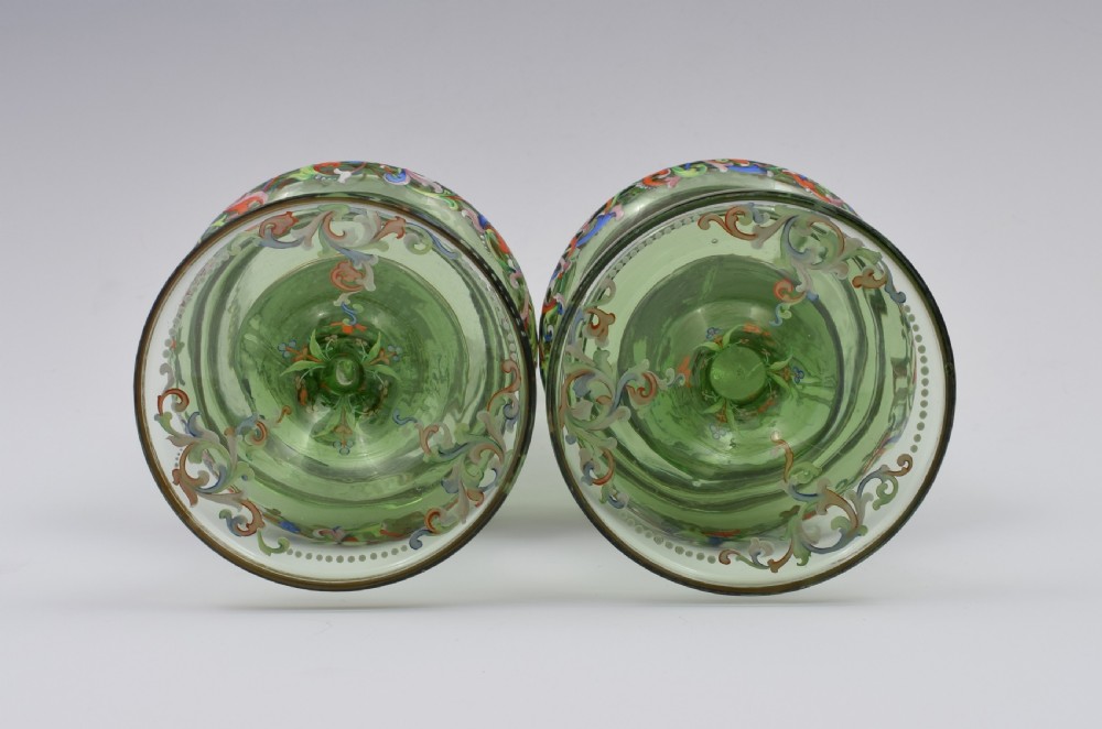 Pair Of Bohemian Meyr's Neffe Glass Enamelled Historismus Vases View XIV