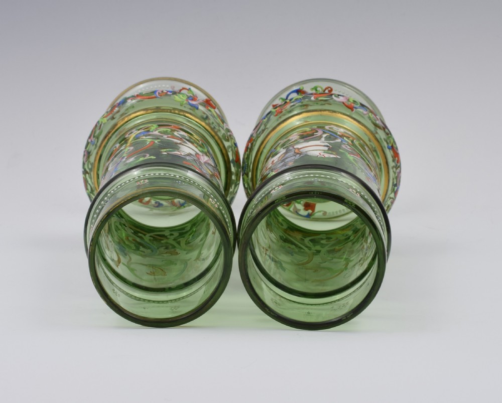 Pair Of Bohemian Meyr's Neffe Glass Enamelled Historismus Vases View XV