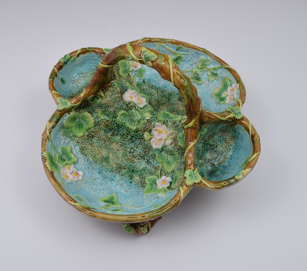 Victorian George Jones Large Majolica Strawberry Server Basket View V