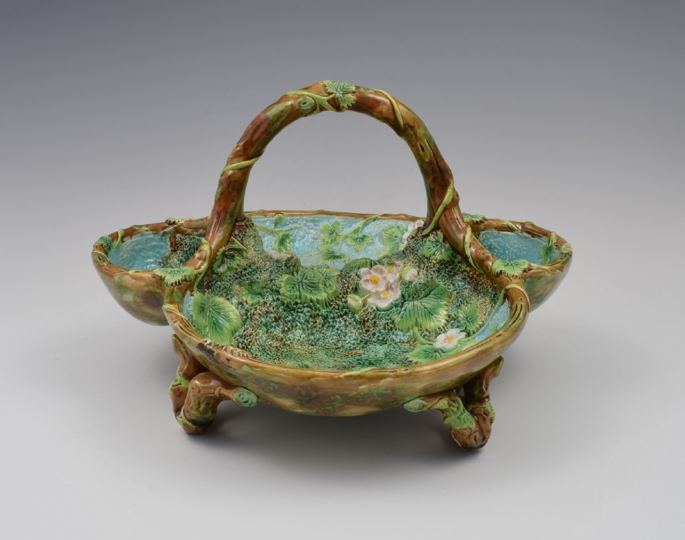 Victorian George Jones Large Majolica Strawberry Server Basket View IX