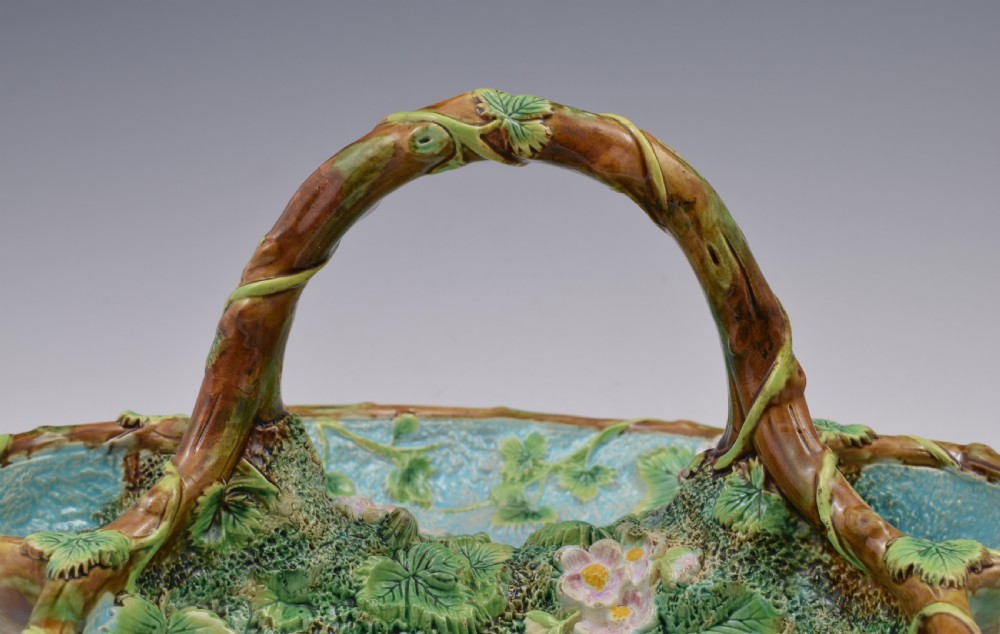 Victorian George Jones Large Majolica Strawberry Server Basket View XII