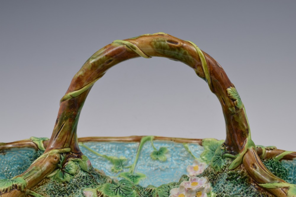 Victorian George Jones Large Majolica Strawberry Server Basket View XIV
