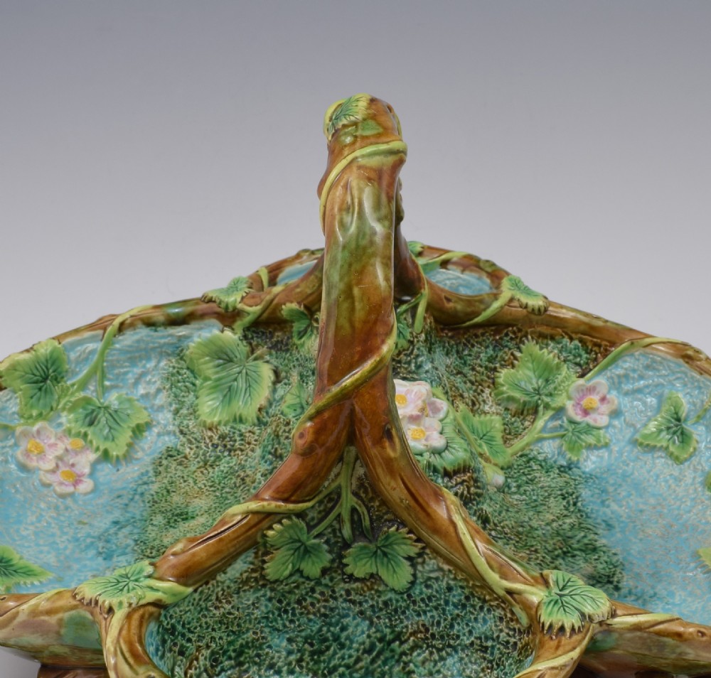 Victorian George Jones Large Majolica Strawberry Server Basket View XV