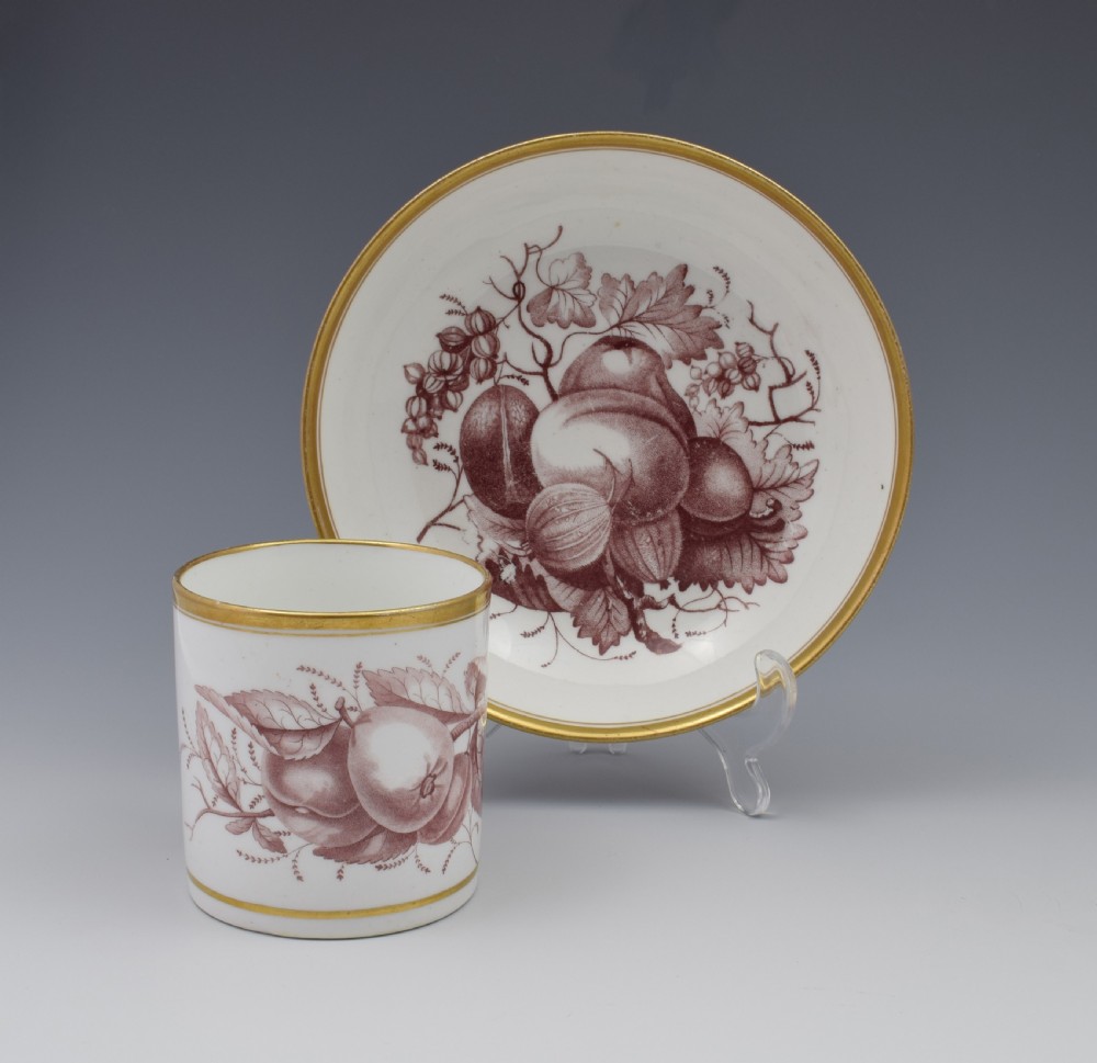 Spode Bat Print Fruit Pattern Coffee Can & Saucer c.1810 View II