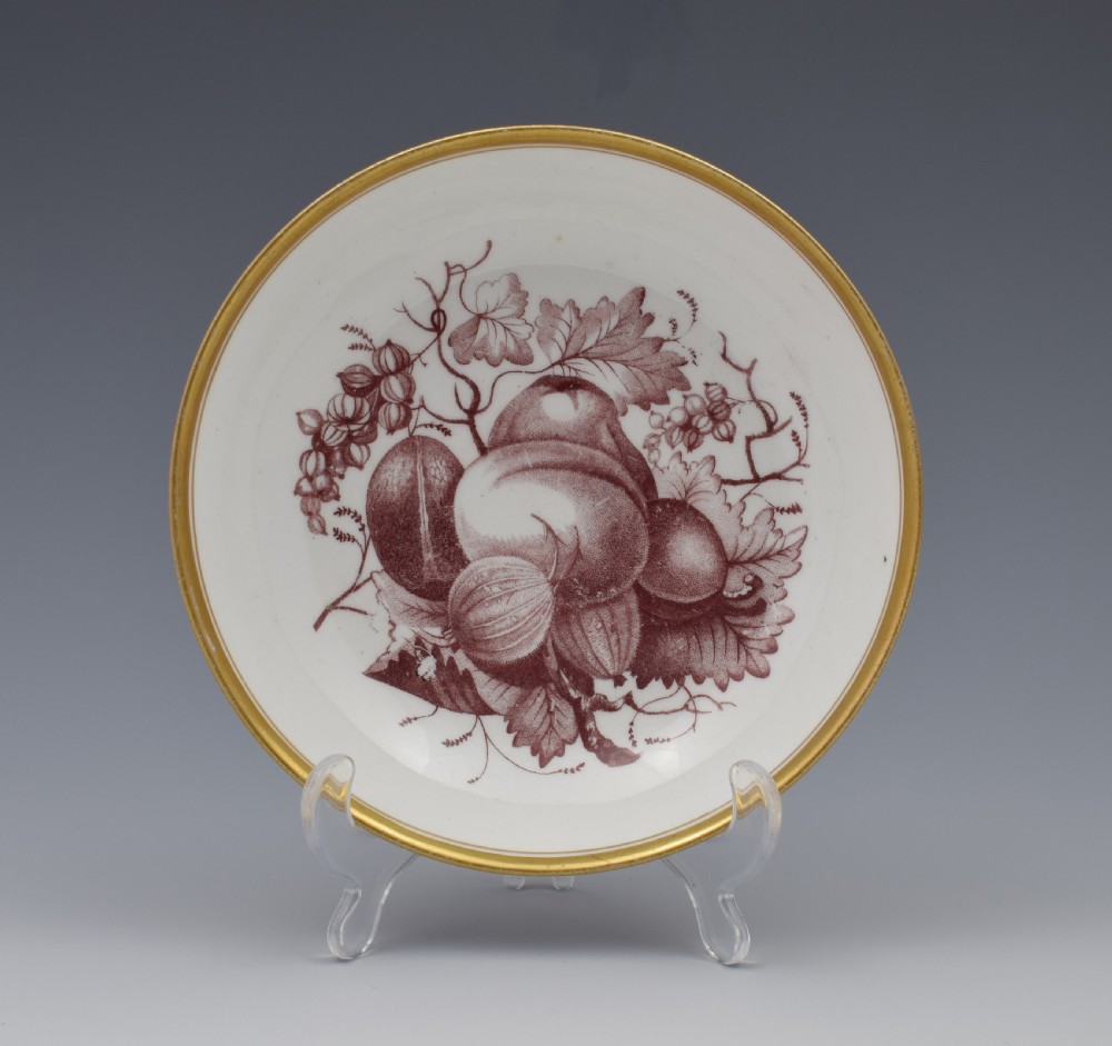 Spode Bat Print Fruit Pattern Coffee Can & Saucer c.1810 View III