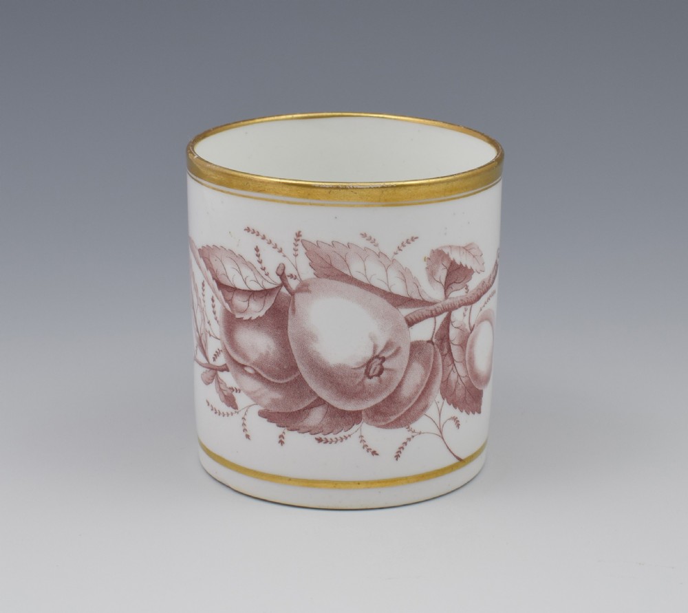 Spode Bat Print Fruit Pattern Coffee Can & Saucer c.1810 View IV