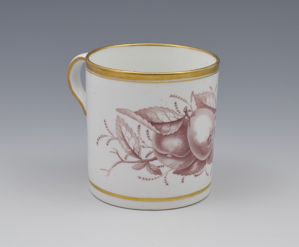 Spode Bat Print Fruit Pattern Coffee Can & Saucer c.1810 View V