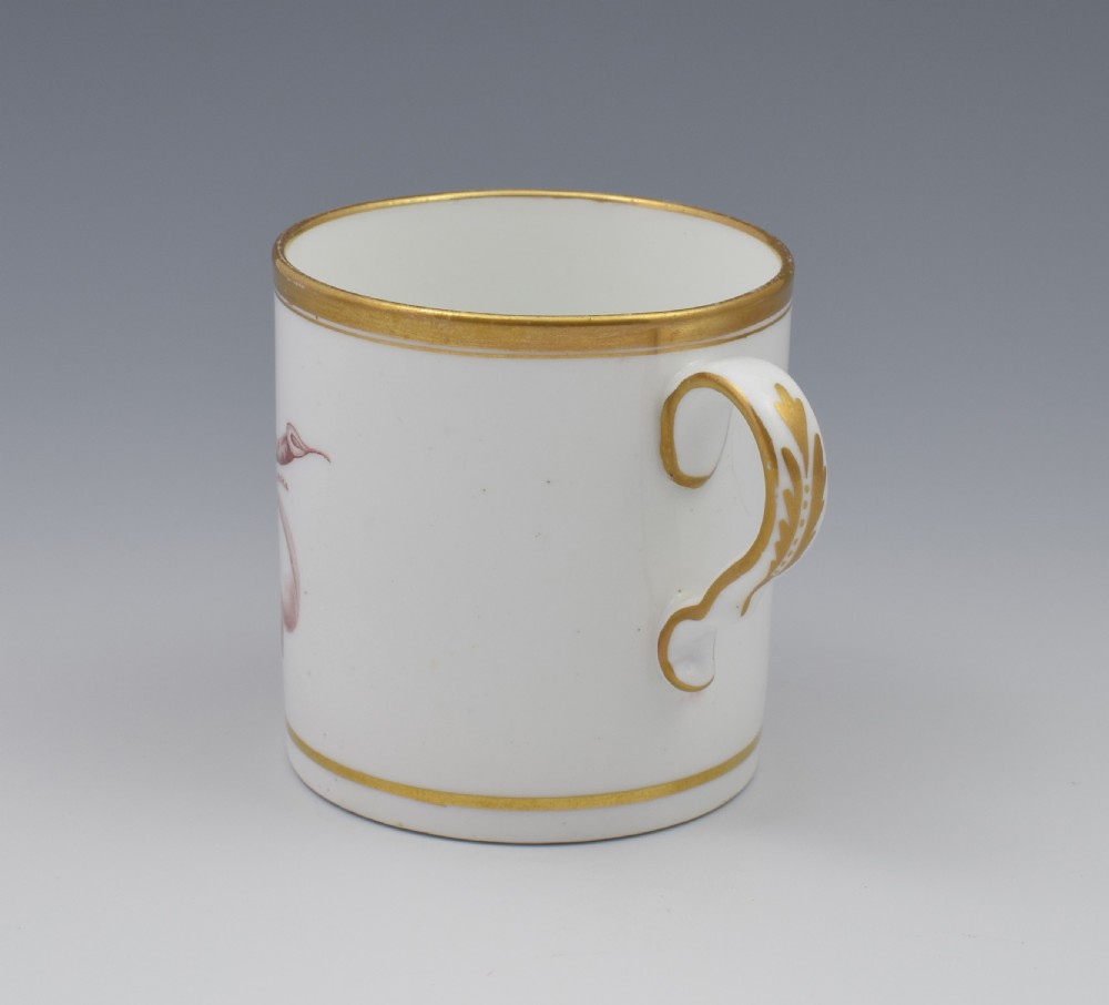 Spode Bat Print Fruit Pattern Coffee Can & Saucer c.1810 View IX