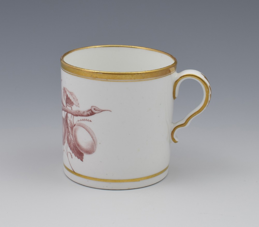 Spode Bat Print Fruit Pattern Coffee Can & Saucer c.1810 View X