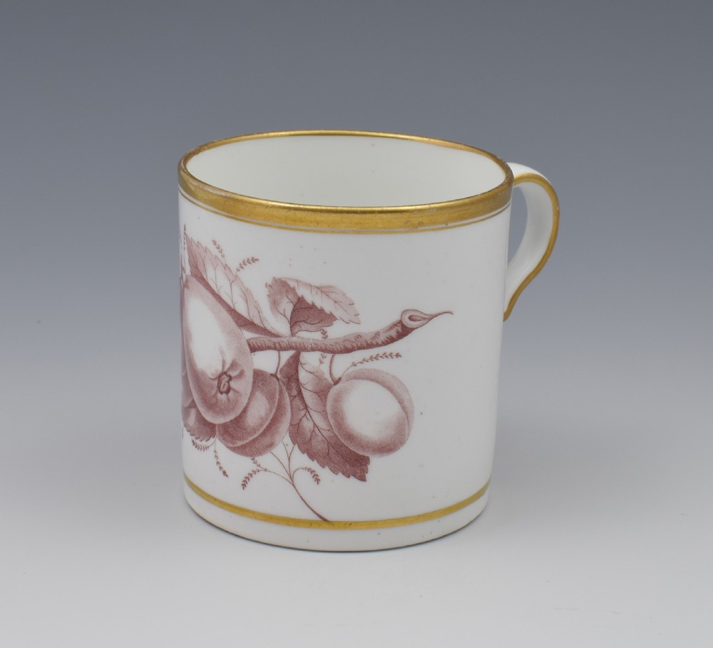 Spode Bat Print Fruit Pattern Coffee Can & Saucer c.1810 View XI