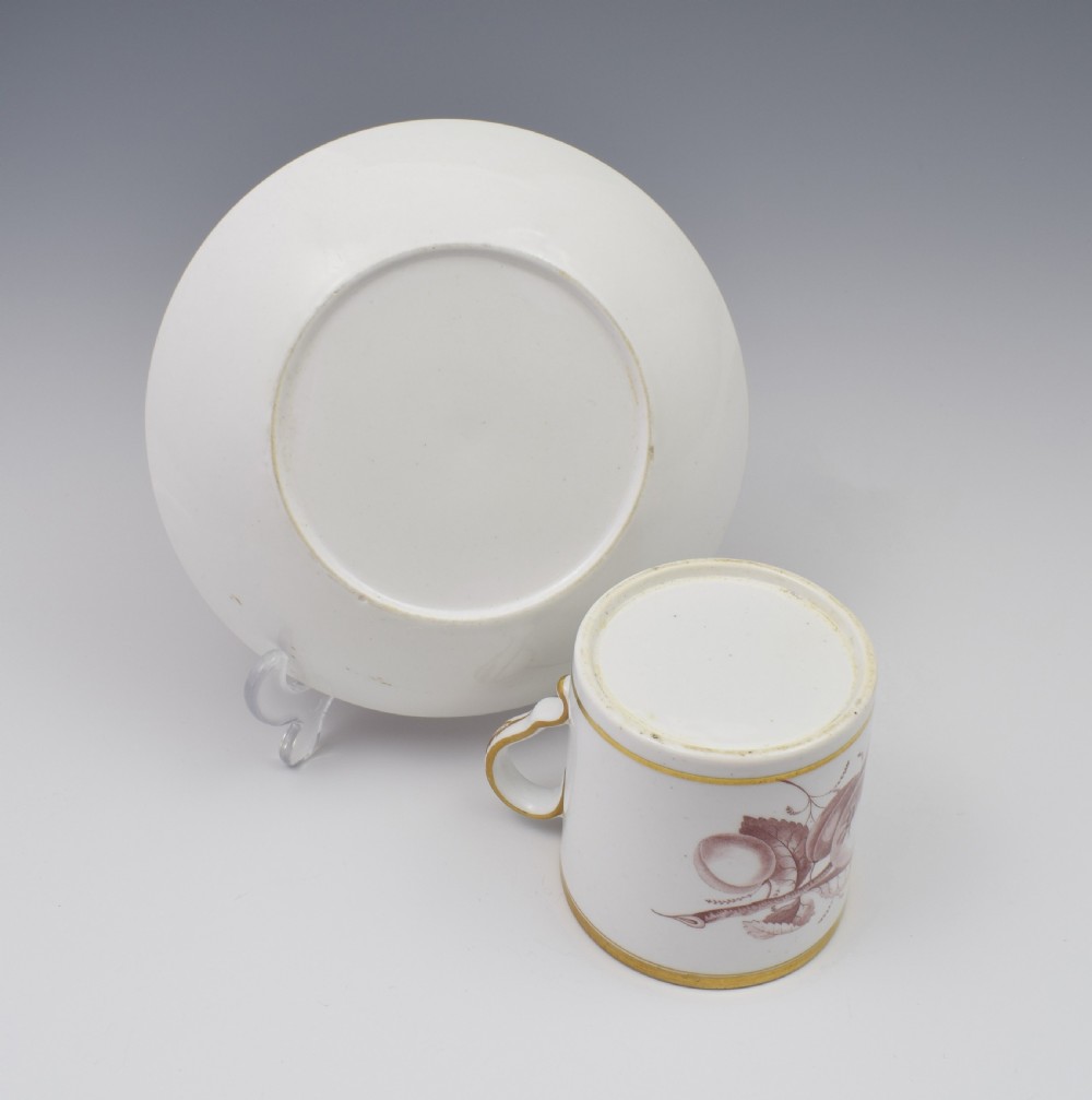 Spode Bat Print Fruit Pattern Coffee Can & Saucer c.1810 View XII