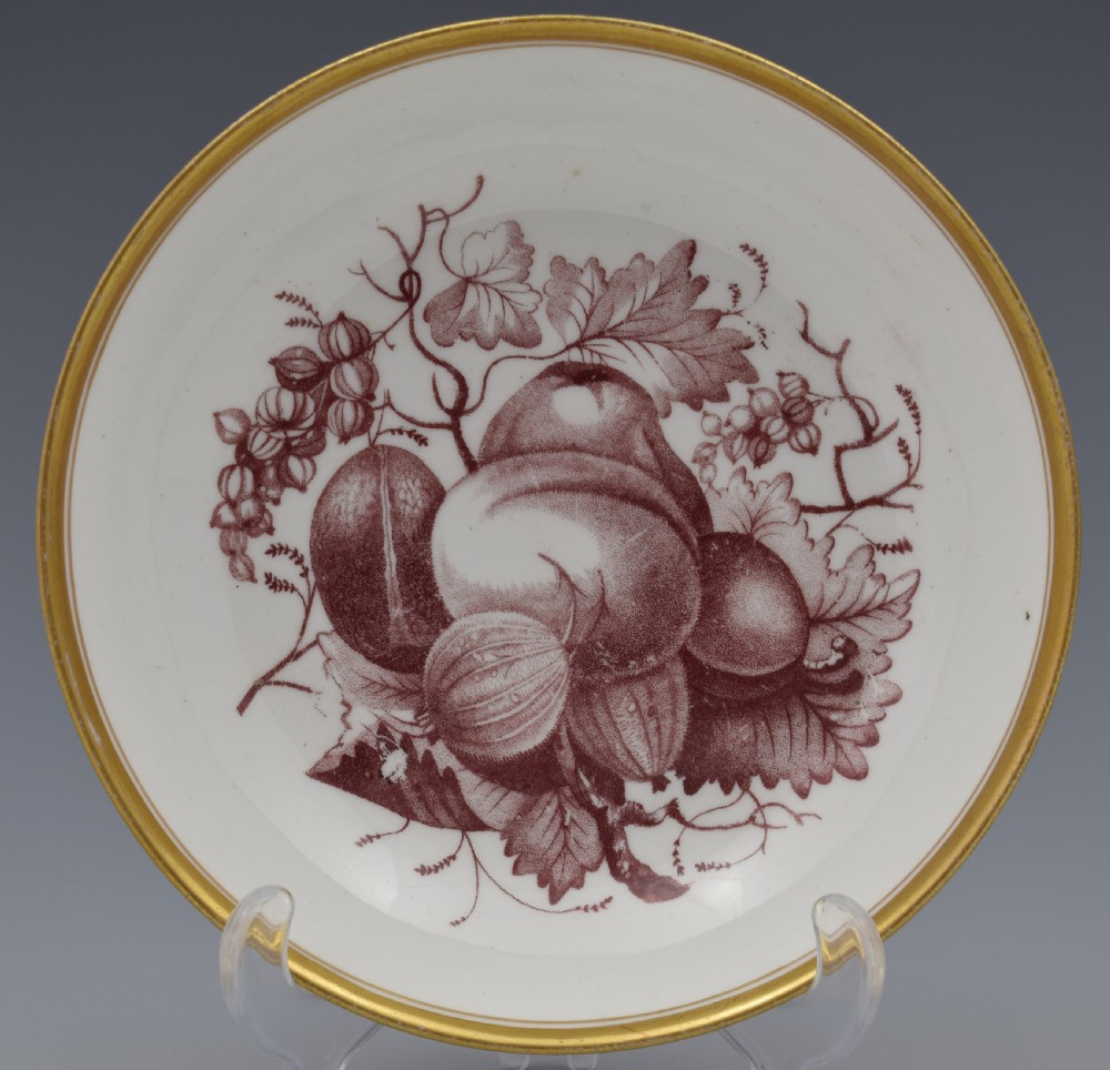Spode Bat Print Fruit Pattern Coffee Can & Saucer c.1810 View XIII