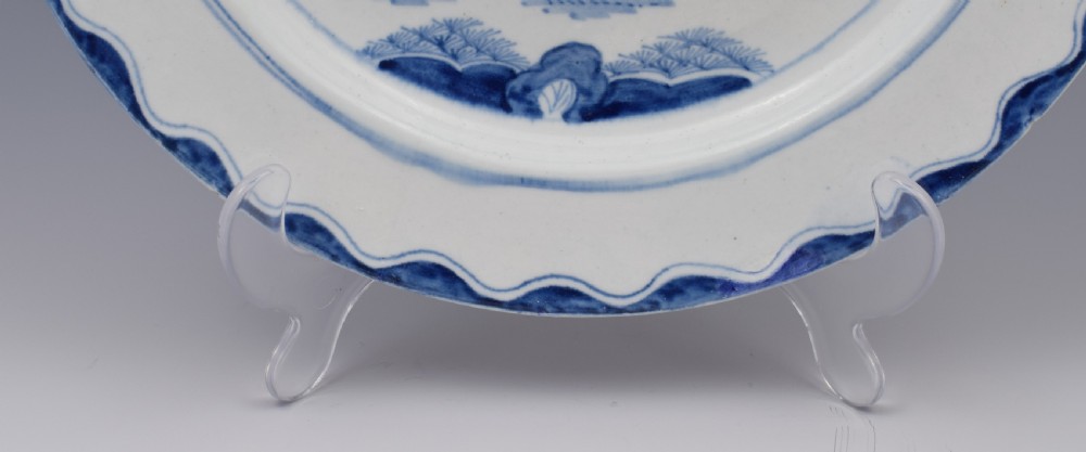 Large 18th Century Bow Porcelain Plate The Golfer & Caddy Pattern View VI
