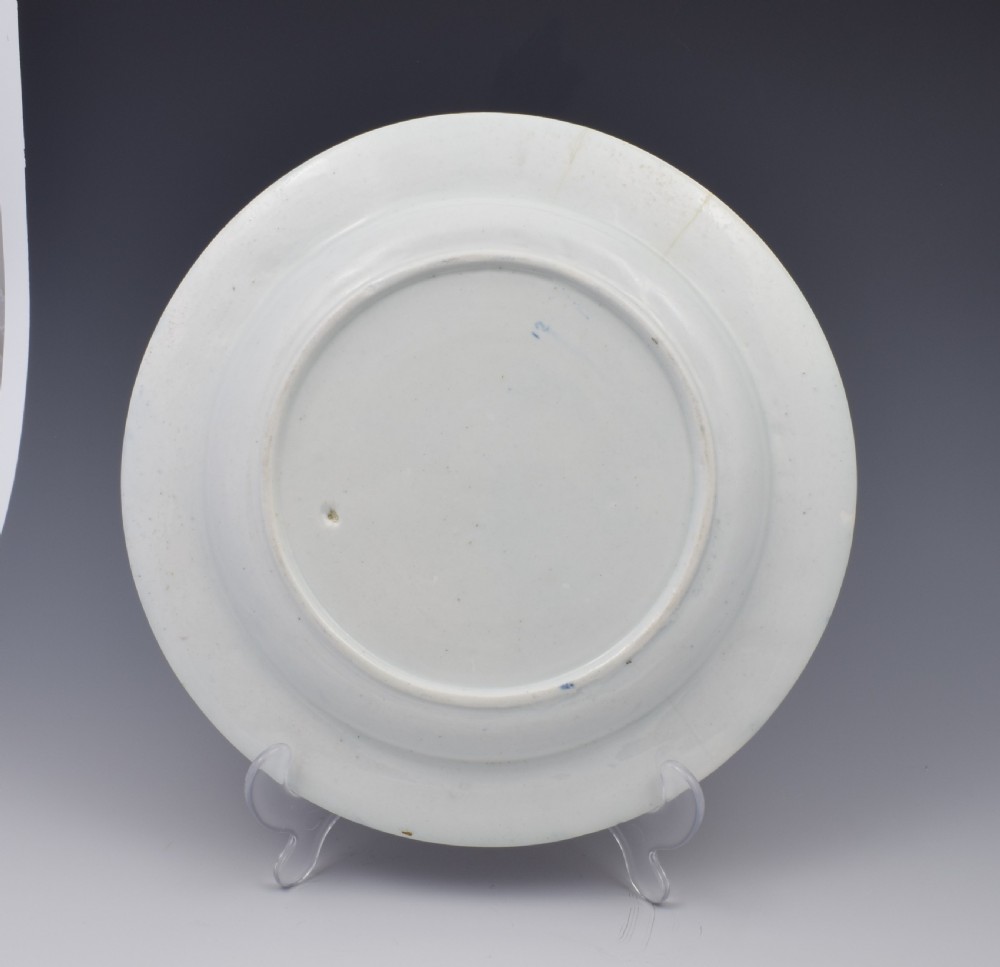 Large 18th Century Bow Porcelain Plate The Golfer & Caddy Pattern View VIII