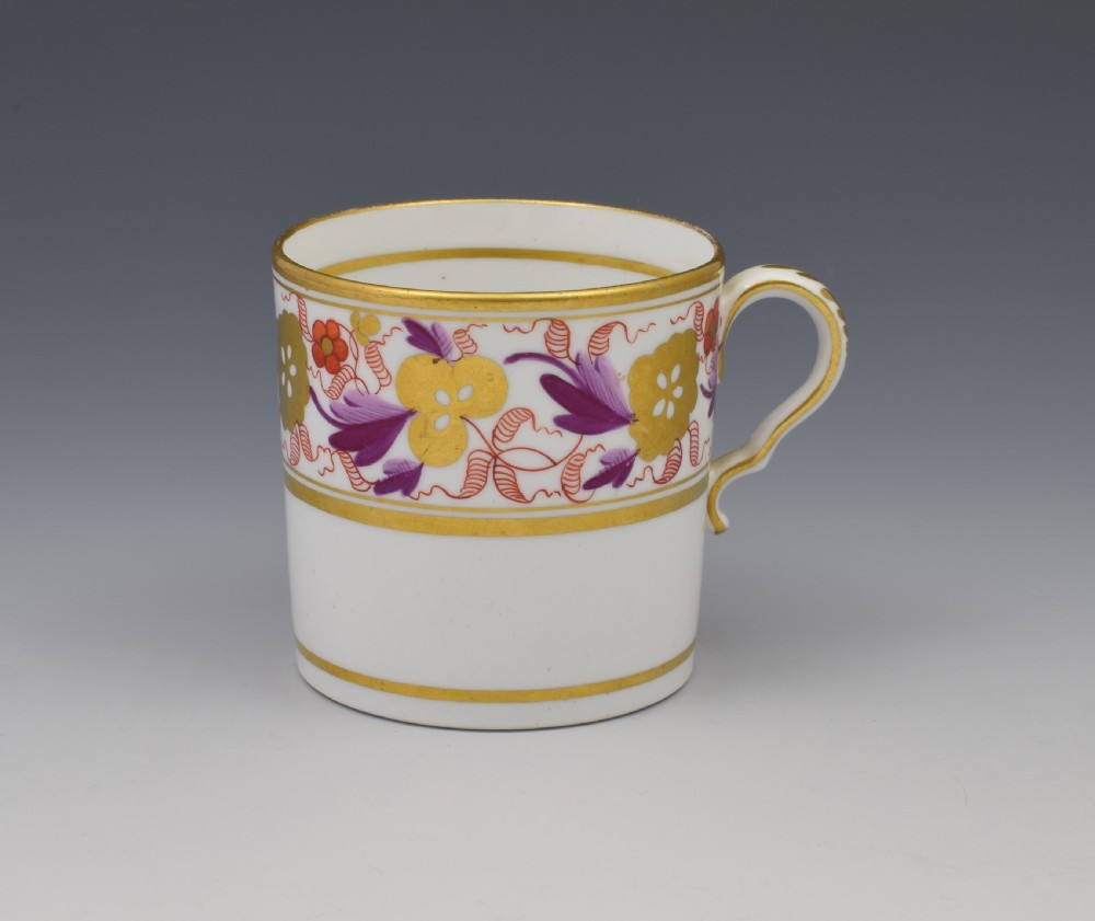Spode Pretty Early 19thC Red & Purple Gilded Coffee Can 889 View VIII