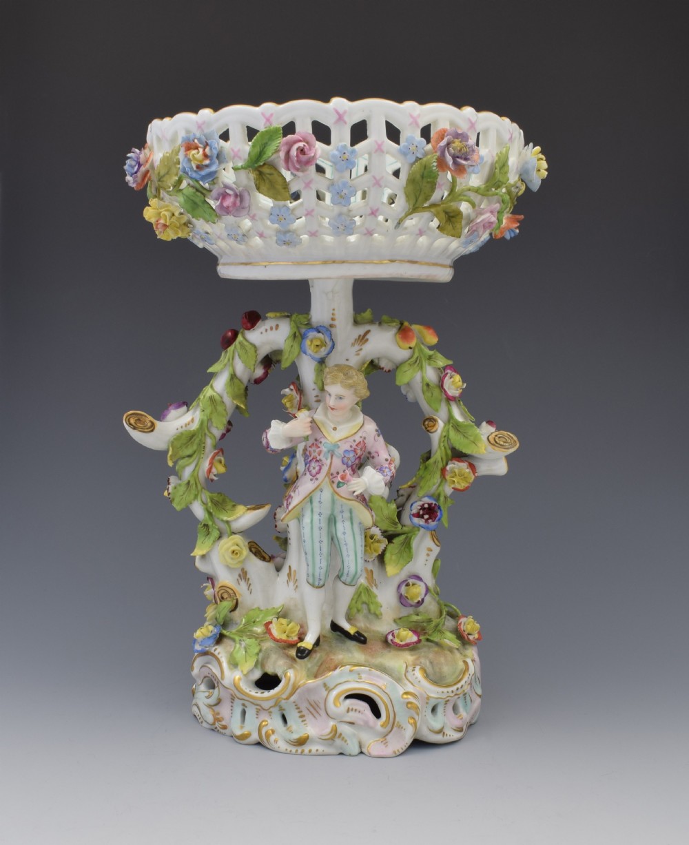 19thC Carl Thieme Dresden Figural Table Bonbon Basket Centrepiece