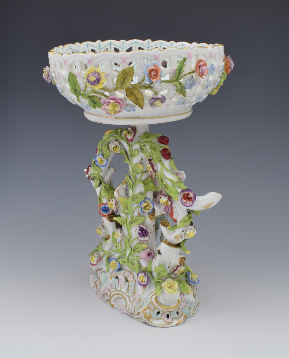19thC Carl Thieme Dresden Figural Table Bonbon Basket Centrepiece View IV