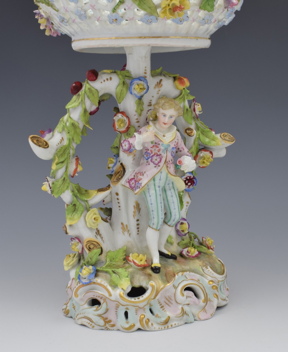 19thC Carl Thieme Dresden Figural Table Bonbon Basket Centrepiece View VII