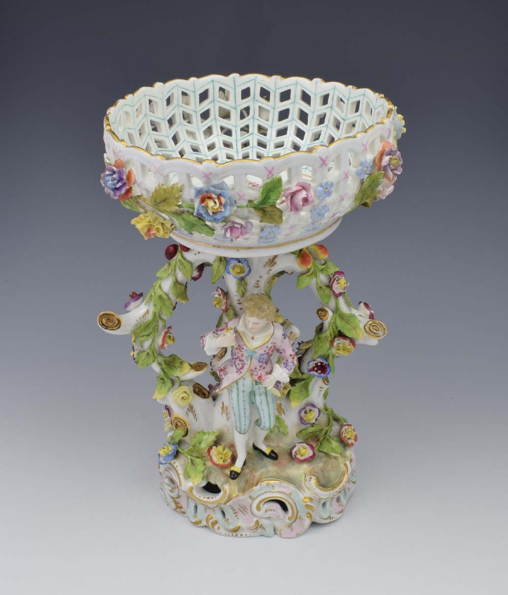 19thC Carl Thieme Dresden Figural Table Bonbon Basket Centrepiece View XIII