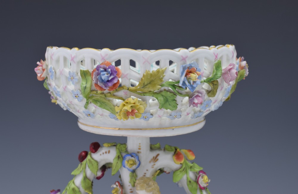 19thC Carl Thieme Dresden Figural Table Bonbon Basket Centrepiece View XIV