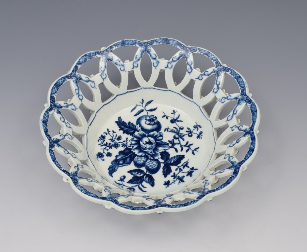 First Period Worcester Reticulated Basket Pine Cone Pattern c.1775 View V