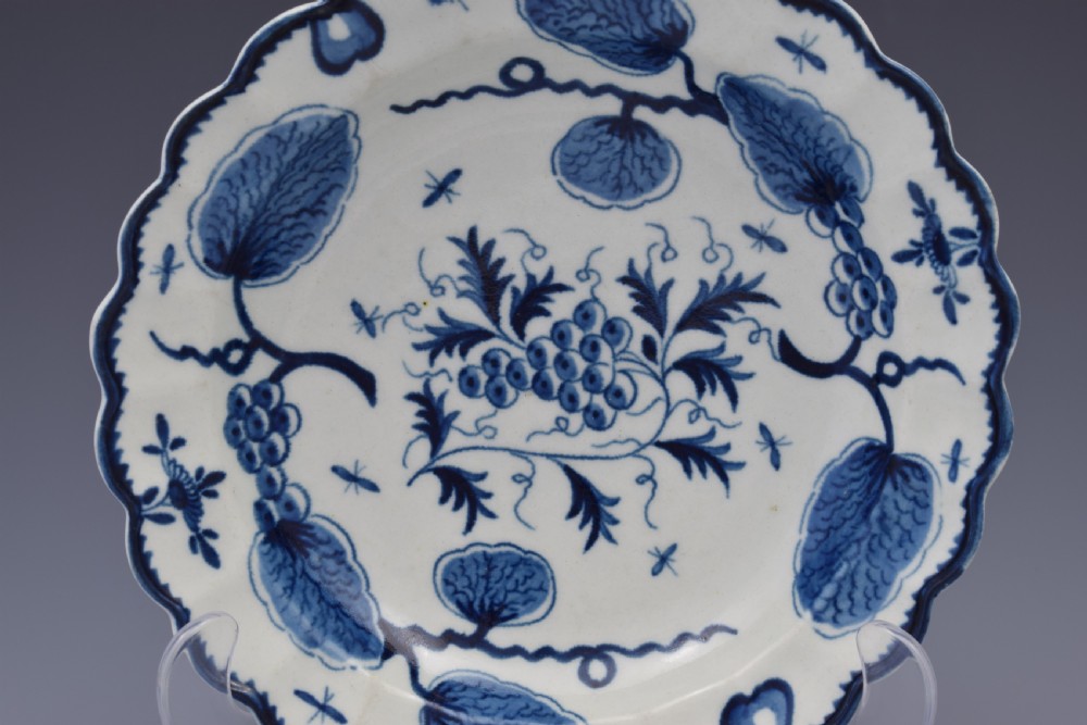 First Period Worcester Porcelain Rubber Tree Plant Dessert Plate c.1775 View II