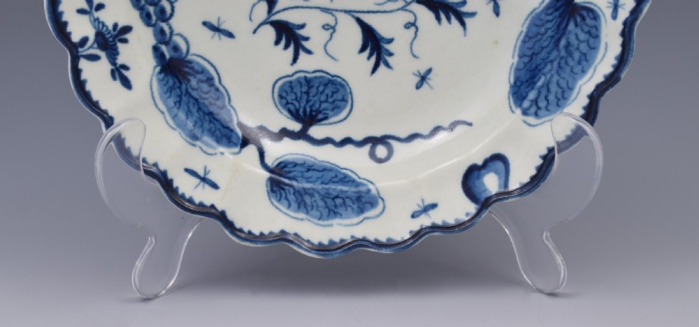 First Period Worcester Porcelain Rubber Tree Plant Dessert Plate c.1775 View VI