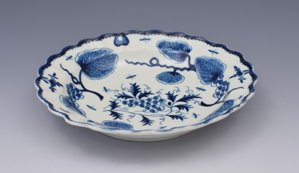 First Period Worcester Porcelain Rubber Tree Plant Dessert Plate c.1775 View IX