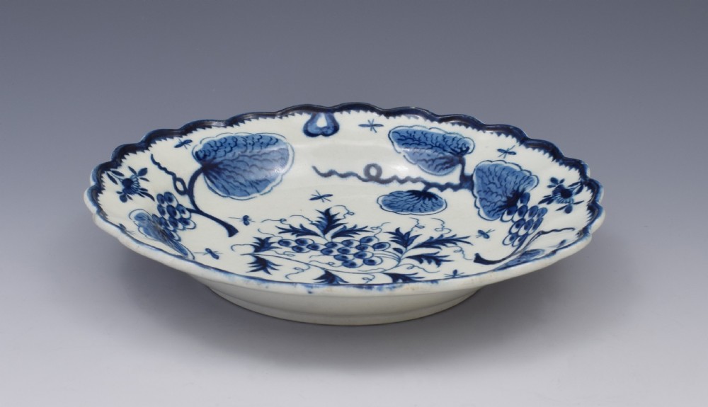 First Period Worcester Porcelain Rubber Tree Plant Dessert Plate c.1775 View VIII