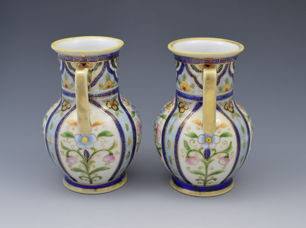 Pretty Pair Japanese Noritake Porcelain Vases c.1920s View IV