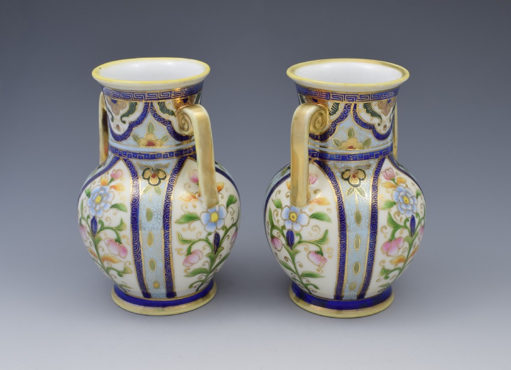 Pretty Pair Japanese Noritake Porcelain Vases c.1920s View V
