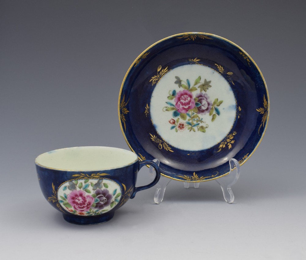 First Period Worcester Porcelain Compagnie Des Indes Cup & Saucer c.1770