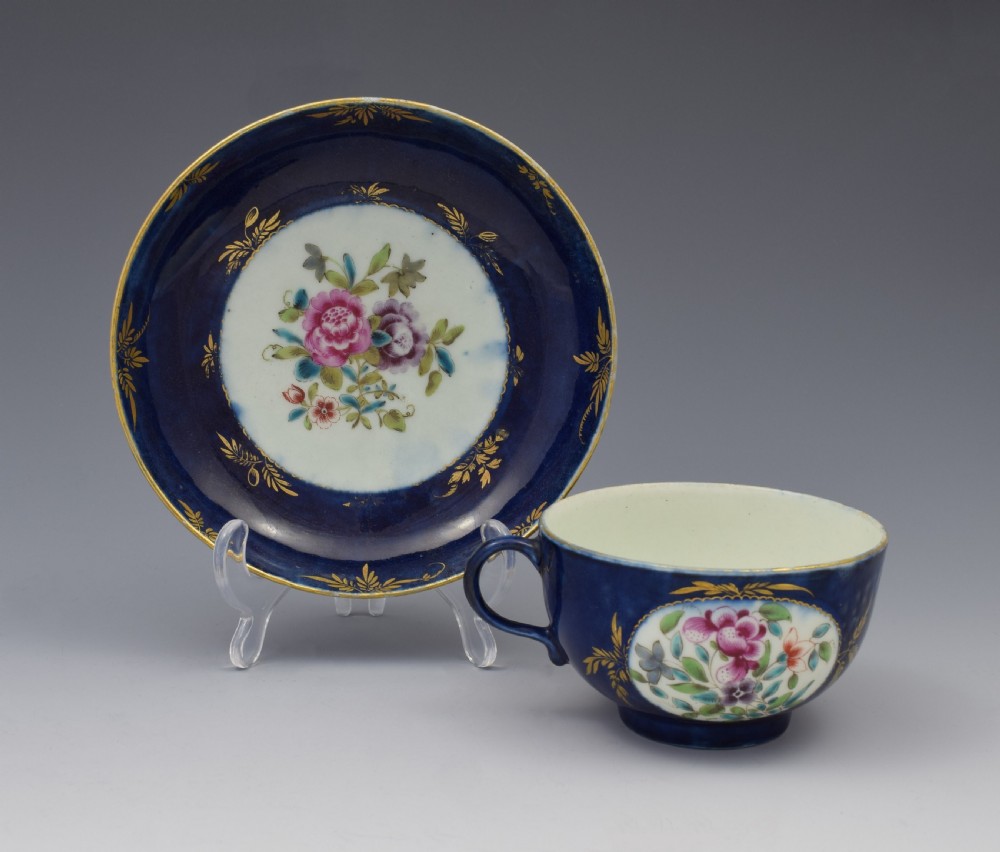 First Period Worcester Porcelain Compagnie Des Indes Cup & Saucer c.1770 View II