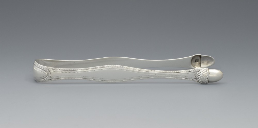 George III Silver Acorn Sugar Tongs c.1790 Godbehere & Wigan