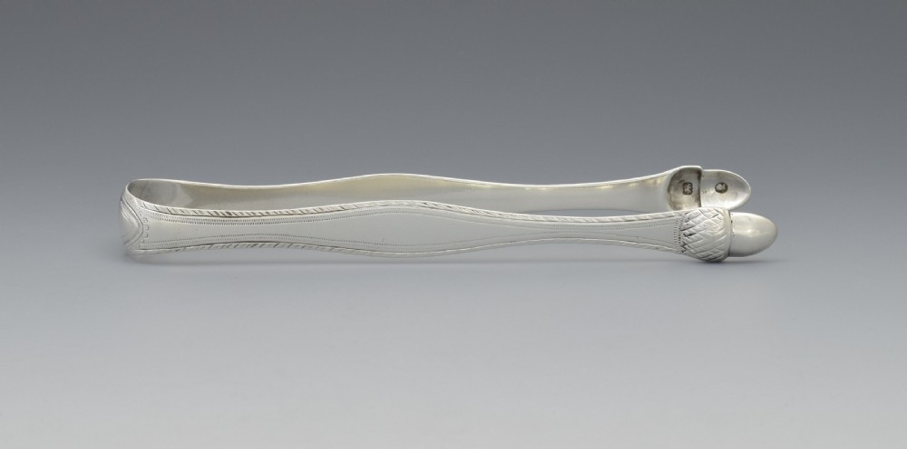 George III Silver Acorn Sugar Tongs c.1790 Godbehere & Wigan View II